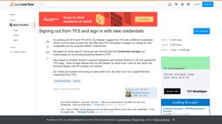Signing out from TFS and sign in with new credentials - Stack Overflow