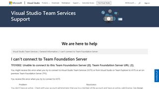 I can't connect to Team Foundation Server - Visual Studio