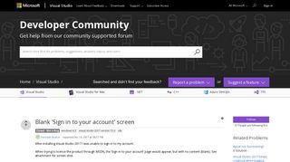 Blank 'Sign in to your account' screen - Developer Community