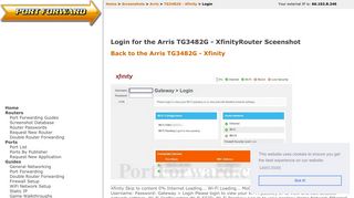 Arris TG3482G - Xfinity Login Router Screenshot - PortForward.com