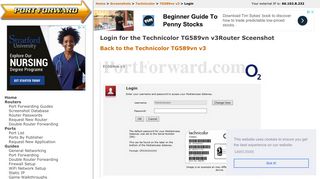 Technicolor TG589vn v3 Login Router Screenshot - PortForward.com