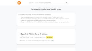 10.0.0.1 - Arris TG862G Router login and password - modemly