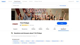 Questions and Answers about T.G.I Fridays | Indeed.co.uk