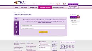 Manage My Booking | Online Check In | Thai Airways - Thailand