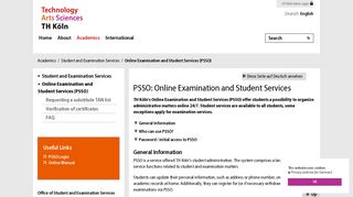 Online Examination and Student Services (PSSO) - TH Köln