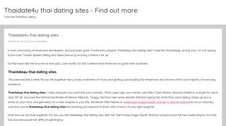 Thaidate4u thai dating sites - Sign up
