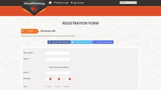 ThaiFlirting Registration form - Thai Dating site