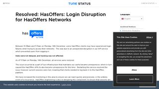 Resolved: HasOffers: Login Disruption for HasOffers Networks | TUNE ...