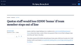 Qantas staff would lose $2000 'bonus' if team member steps out of line