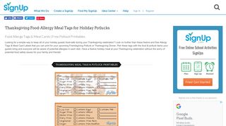 Printable Thanksgiving Meal Tags for Holiday Potlucks | SignUp.com