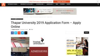 Thapar University 2019 Application Form - Apply Online | AglaSem ...
