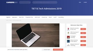 TIET B.Tech Admission 2019 – Dates, Eligibility, Application Form