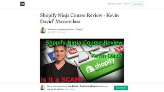 Shopify Ninja Course Review - Kevin David' Masterclass - Medium