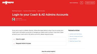 Login to your Coach & AD Admins Accounts – MaxPreps Support