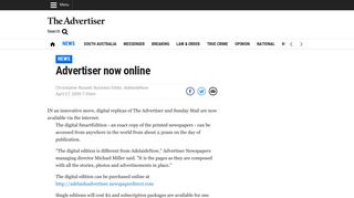 Advertiser now online | Adelaide Now