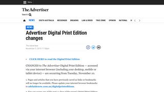 Advertiser Digital Print Edition changes | Adelaide Now