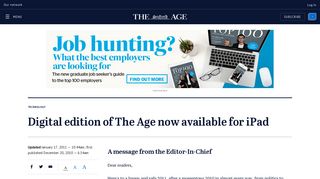 Digital edition of The Age now available for iPad