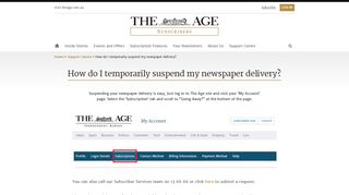 How do I temporarily suspend my newspaper delivery? - The Age ...