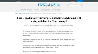 I am logged into my subscription account, so why am I still seeing a ...