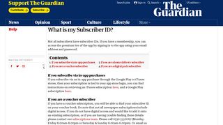 What is my Subscriber ID? | Help | The Guardian