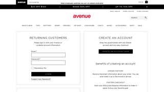 Account Login & Order Status | Avenue.com