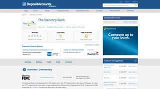 The Bancorp Bank Reviews and Rates - Delaware - Deposit Accounts