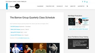 The Barrow Group | The Barrow Group Quarterly Class Schedule