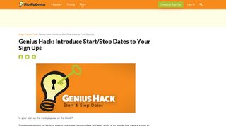 Genius Hack: Introduce Start/Stop Dates to Your Sign Ups
