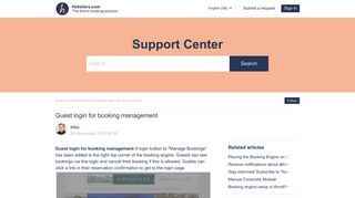 Guest login for booking management – Support Center