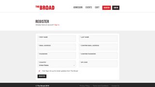 The Broad Ticketing | Register