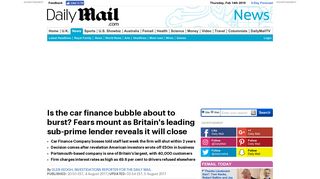 UK sub-prime lender Car Finance Company to close | Daily Mail Online