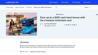 Earn $150 cash back bonus with the Chase Freedom and Freedom ...