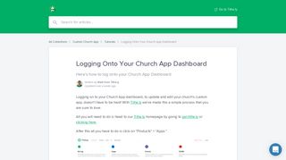 Logging Onto Your Church App Dashboard | Tithe.ly Help Center