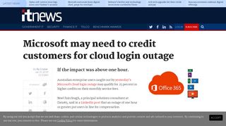Microsoft may need to credit customers for cloud login outage - iTnews