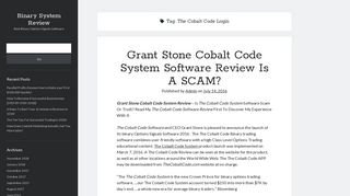 The Cobalt Code Login - Binary System Review