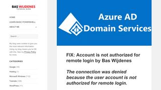 FIX: Account is not authorized for remote login AD DS by Bas Wijdenes