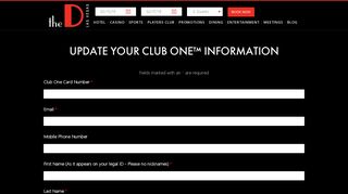 Update Your Club One™ Information - The D Hotel - The D Las Vegas