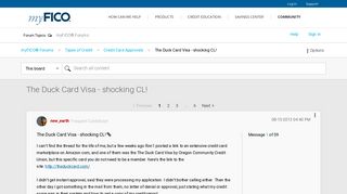 The Duck Card Visa - shocking CL! - myFICO® Forums - 2374441