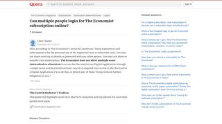 Can multiple people login for The Economist subscription online ...