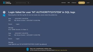 Login failed for user 'NT AUTHORITYSYSTEM' in SQL logs