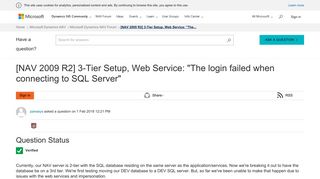 [NAV 2009 R2] 3-Tier Setup, Web Service: 