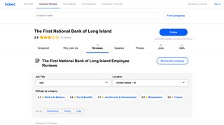 Working at The First National Bank of Long Island: Employee Reviews ...