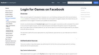 Login - Games - Facebook for Developers