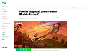 Fortnite's login and game are down [Update: it's back] | TechCrunch