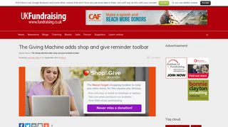 The Giving Machine adds shop and give reminder toolbar | UK ...