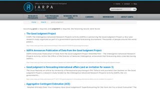 The Good Judgment Project - Iarpa