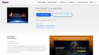 The Great Courses Plus | Roku Channel Store | Roku