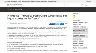 The Group Policy Client service failed the logon ... - MSDN Blogs
