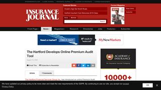 The Hartford Develops Online Premium Audit Tool - Insurance Journal