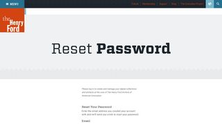 Reset Password - The Henry Ford